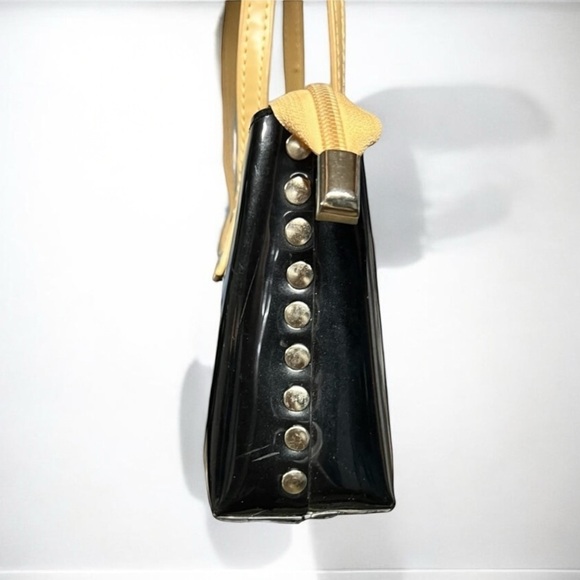 🌻Beijo Black Patent Studded Small Handbag Shoulder Bag Clutch - Picture 4 of 11